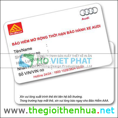 In Thẻ Nhựa - Mẫu in thẻ: in thẻ nhựa bảo hiểm xe Ôtô, in thẻ nhựa xe máy