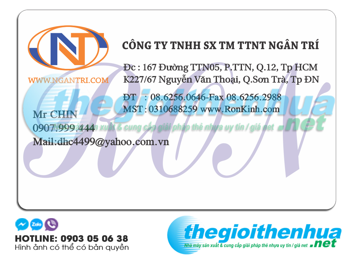 In thẻ name card trong suốt công ty Ngân Trí