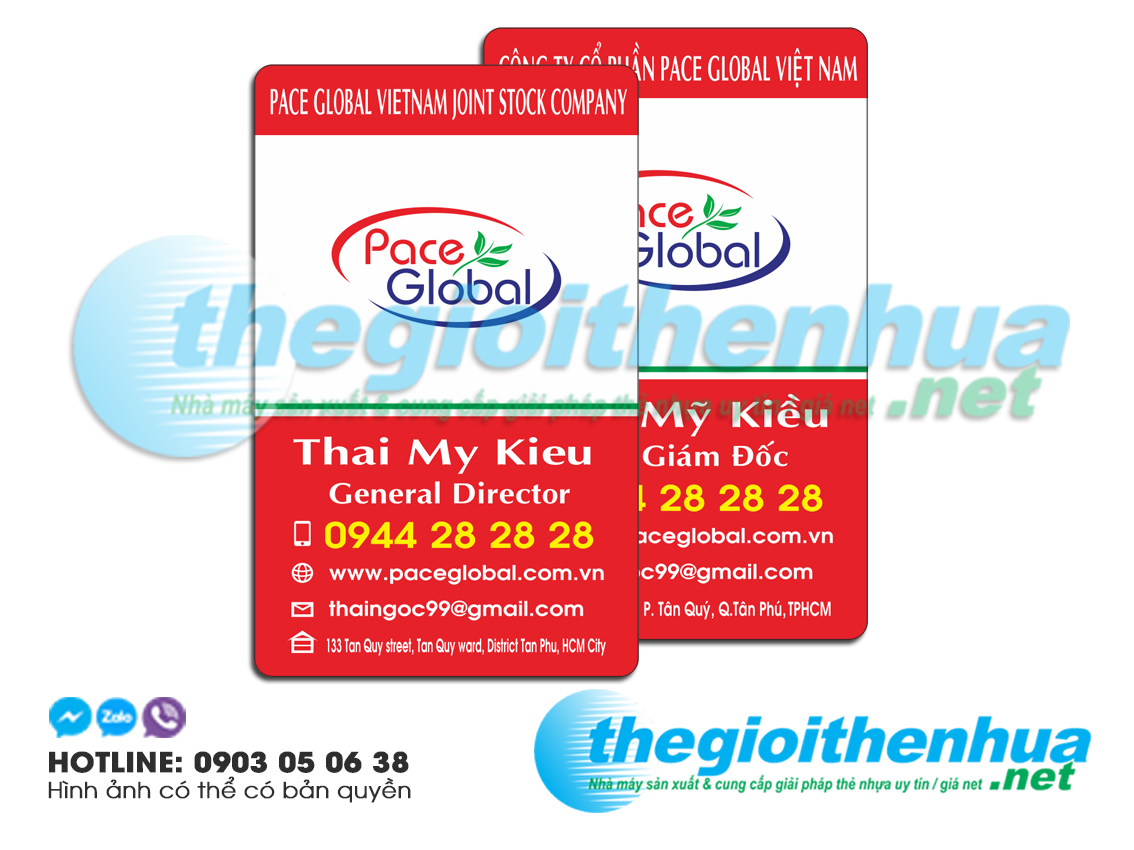 In name card nhựa cho Pace Global Company