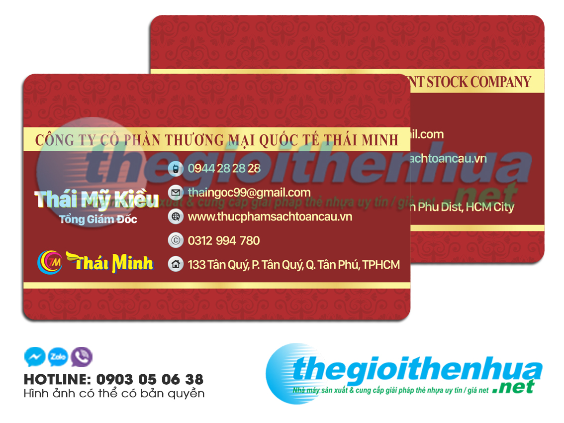 In name card nhựa cho công ty Thái Minh