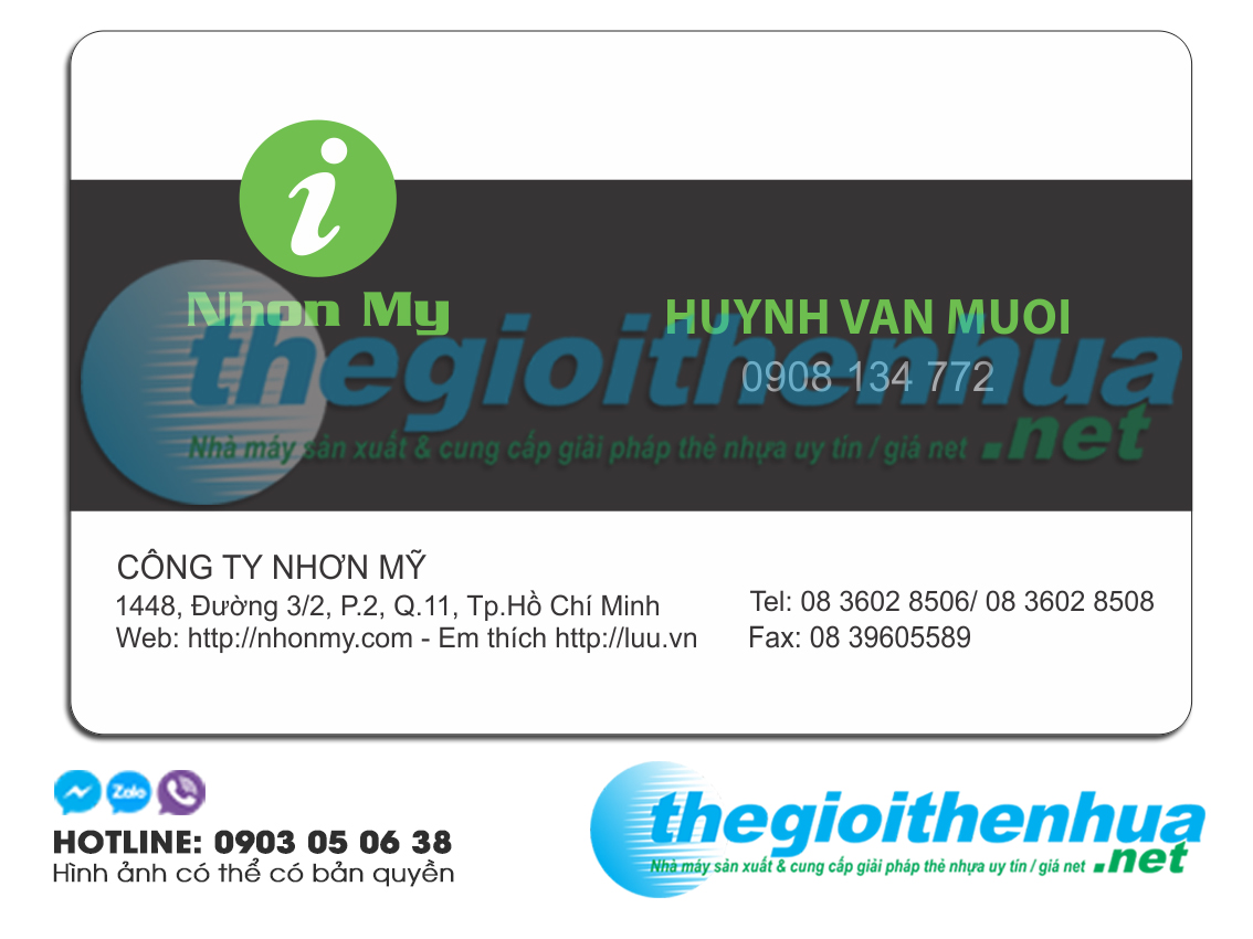 In name card trong suốt cho công ty Nhơn Mỹ