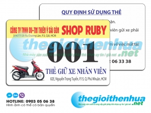 In thẻ giữ xe cho công ty Shop Ruby