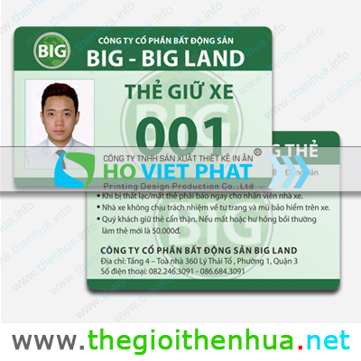 thẻ giữ xe chất lượng